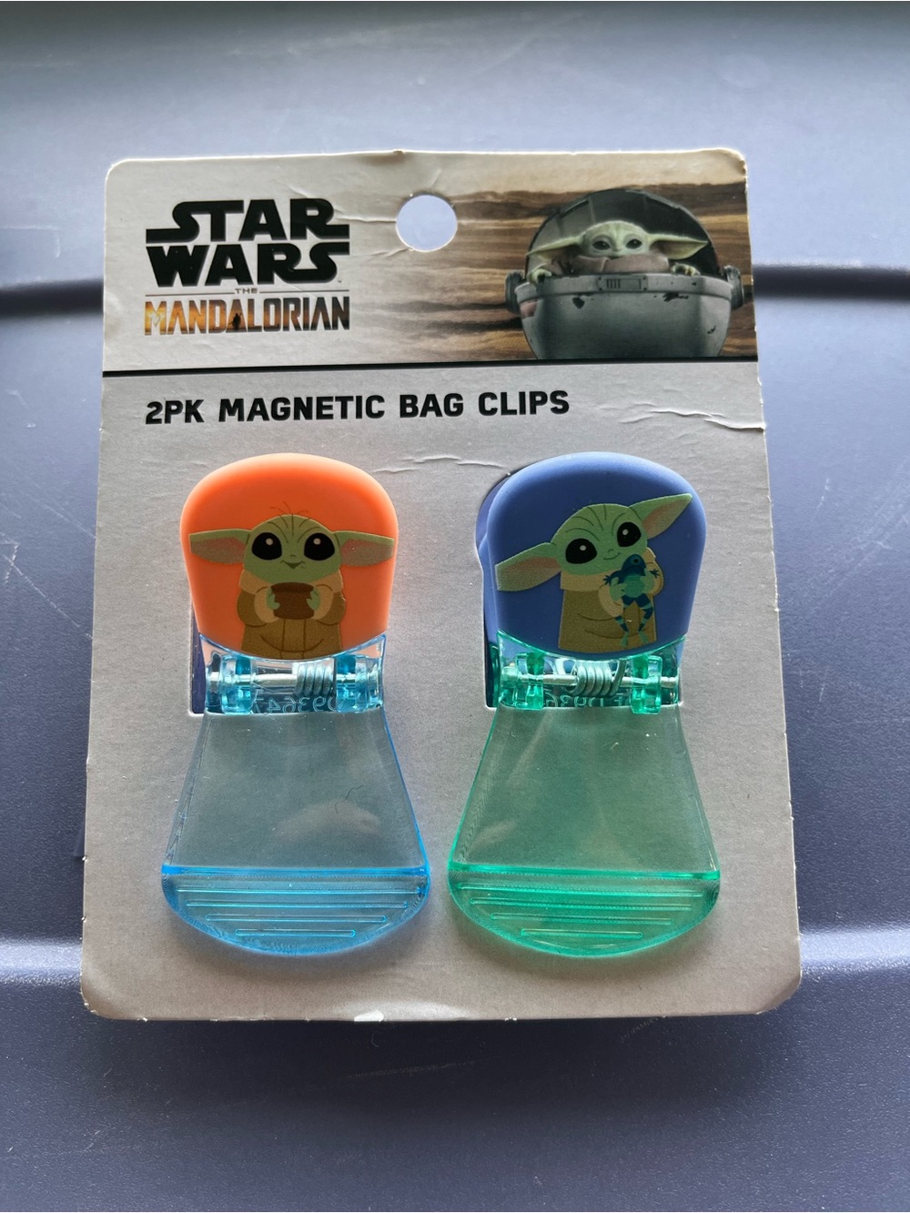 Disney Star Wars Grogu 2-Pack Magnetic Bag Clips - Orange & Blue
